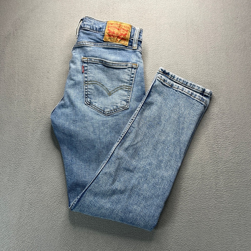 Levis 511 Slim Fit Jeans Mens 31x30 (FIT 30x29) Light Wash Blue Faded Denim